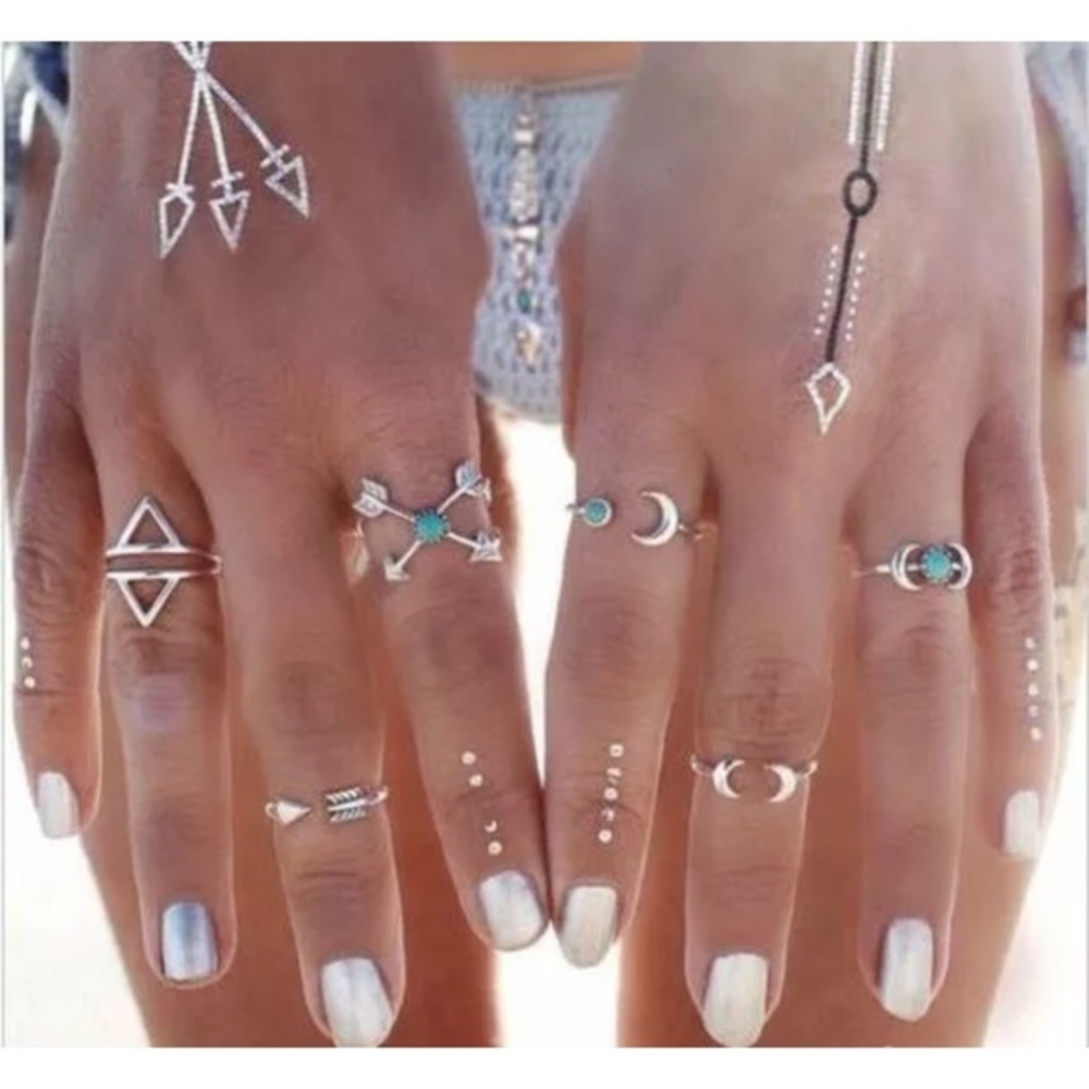 6 PIECE MIDI OR KNUCKLE RINGS TURQUOISE-RING‎-NEW